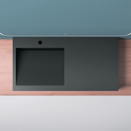 Lavoar EGO 11, Antracit Mat, 100x50 cm, compozit marmura, montaj pe blat sau suspendat, scurgere ascunsa, cu gaura baterie