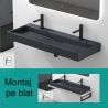 Lavoar Dublu EGO 19, Antracit, mat, 120 cm, compozit marmura, montaj suspendat sau pe blat, cu doua gauri de baterie