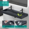 Lavoar Dublu EGO 19, Antracit, mat, 120 cm, compozit marmura, montaj suspendat sau pe blat, cu doua gauri de baterie