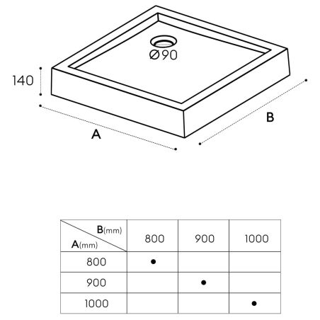 Cadita dus, acril, dimensiuni 90x90 si 100x100 cm, inaltime 14 cm, EGO-F1H