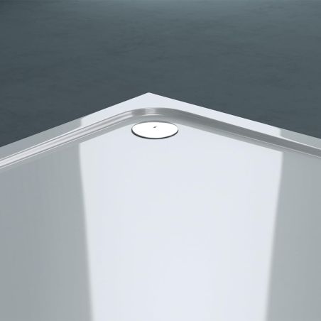 Cadita dus Faro, Alba, Pentagonala, 90x90 cm, inaltime 4 cm, acril sanitar pur