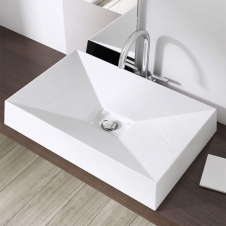 Lavoar EGO 16, compozit marmura, montaj pe blat, scurgere ascunsa, 70x46 cm