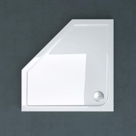 Cadita dus Faro, Alba, Pentagonala, 100x100 cm, inaltime 4 cm, acril sanitar pur