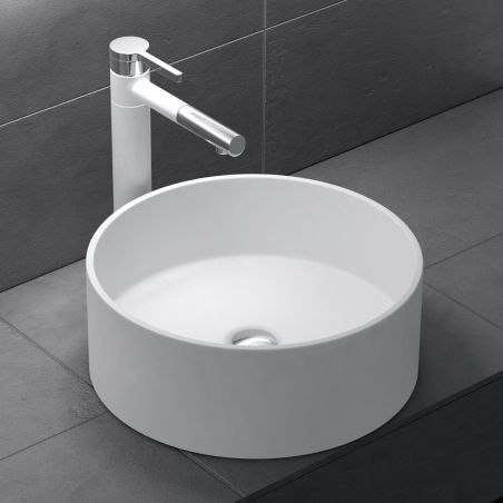 Lavoar EGO 804, Alb, mat, 40x40cm, montaj pe blat, compozit de marmura