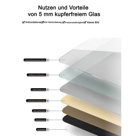 Oglinda Led, Dezaburire si Buton Touch, 5 mm, 3 Culori, Intensitate reglabila, dimensiuni de 60x80 si 70x100 cm, Fiore
