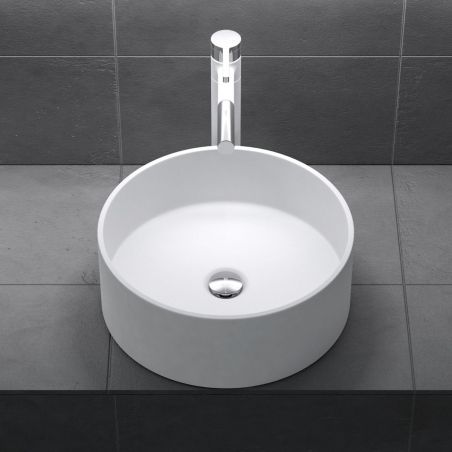 Lavoar EGO 804, Alb, mat, 40x40cm, montaj pe blat, compozit de marmura