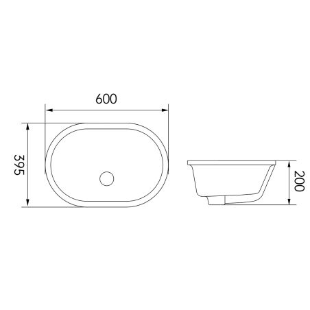 Lavoar, montaj incastrat sub blat, ceramica sanitara, dimensiuni: 60x39-70x41 cm, Alb Lucios, Luca