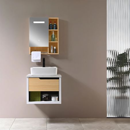 Mobilier de baie, 60 x 55, Lemn stratificat, Sertar cu inchidere soft close, spatiu de depozitare, Riviera