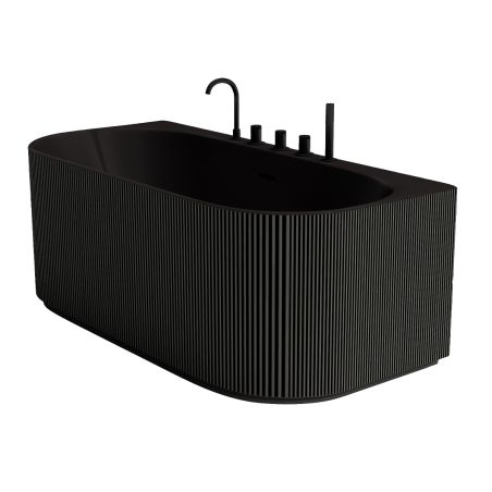 Cada de baie, freestanding, 170x80 cm, baterie si ventil inclus, iluminare LED cu senzor, Negru Mat, Acril, Eden