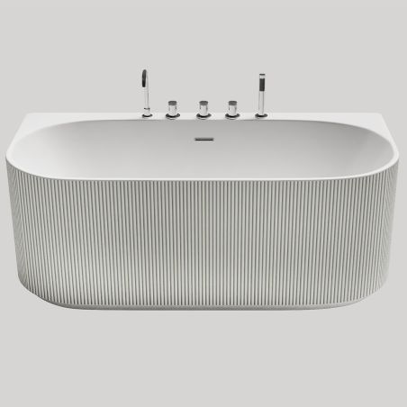 Cada de baie, freestanding, Alb lucios interior/exterior, 170x80 cm, baterie si ventil inclus, Acril, Eden