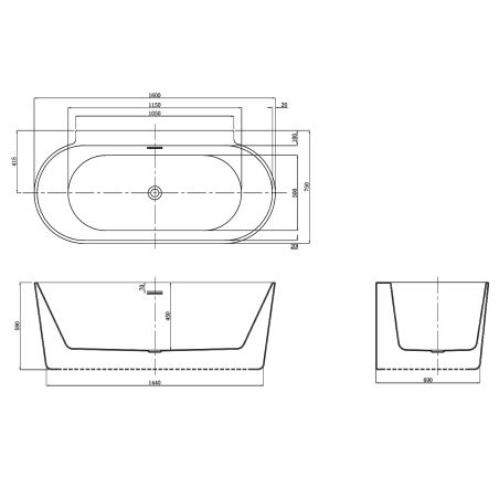 Cada de baie, freestanding, baterie si ventil inclus, Acril, 160x75 cm, Miraj