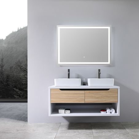 Mobilier de baie, 120 x 55, Lemn stratificat, 2 sertare cu inchidere soft-close, spatiu de depozitare, Riviera