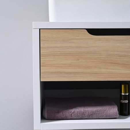 Mobilier de baie, 60 x 55, Lemn stratificat, Sertar cu inchidere soft close, spatiu de depozitare, Riviera