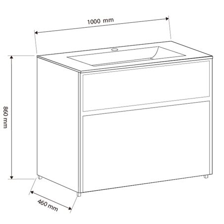 Mobilier de baie cu lavoar, Lemn stratificat, 100x46 cm, 2 sertare cu inchidere soft close, Finisaj stejar, Bianca
