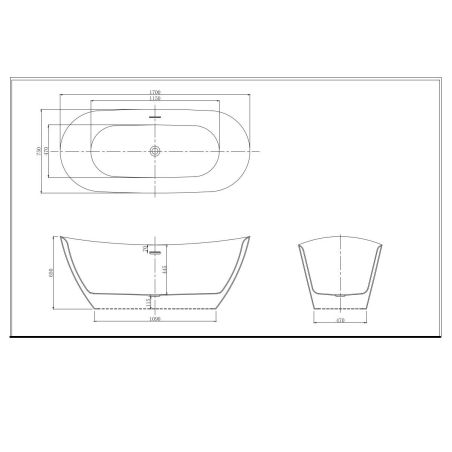 Cada de baie Kevin, Acril sanitar, Negru Lucios interior si exterior, 170 cm, izolare termica, freestanding