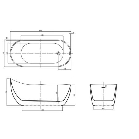 Cada de baie, freestanding, Acril, ventil inclus, Alb Lucios, 170-180 x 75 cm, Liza