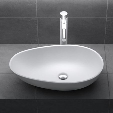 Lavoar EGO 809, Alb, mat, 59.8x36 cm, montaj pe blat, compozit de marmura