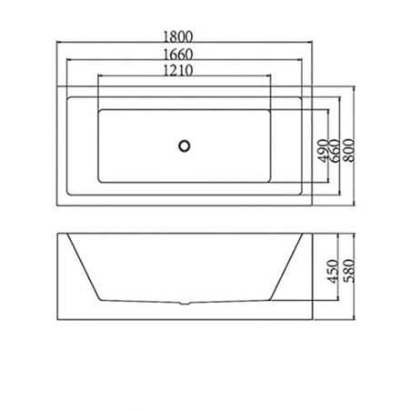 Cada de baie, Alb Lucios, acril termoactiv, freestanding, 180x80 cm, EGO 509