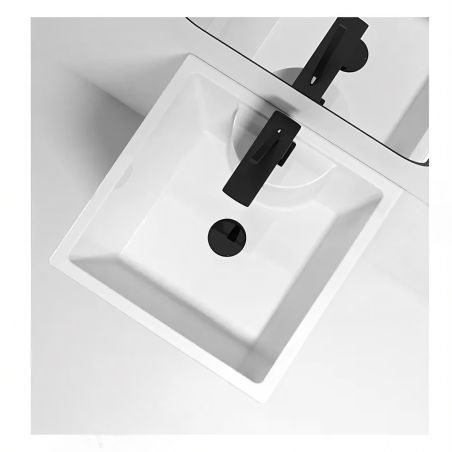 Lavoar stativ Enrico, Alb, cu gaura de baterie, 47x47x83 cm, montaj pe podea, ceramica sanitara