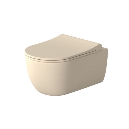 Vas WC EGO Michael Rimless, 49x37 cm, Jasmine semi-mat, Power Colour, montaj suspendat, capac duroplast soft-close easy off