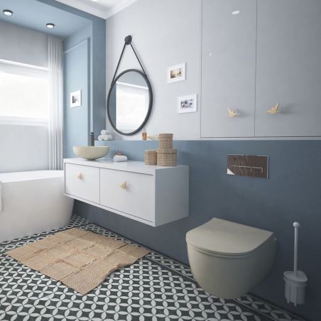 Vas WC EGO Michael Rimless, 49x37 cm, Jasmine semi-mat, Power Colour, montaj suspendat, capac duroplast soft-close easy off