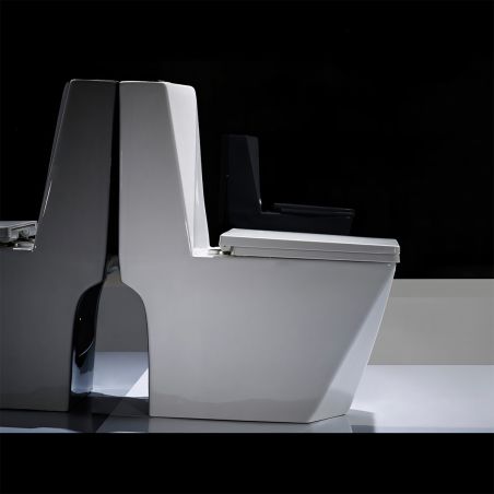 Vas WC Enrico, Rimless, SifonFlush, Alb, 68x38 cm, Rezervor Inclus, montaj podea, capac cu soft-close inclus