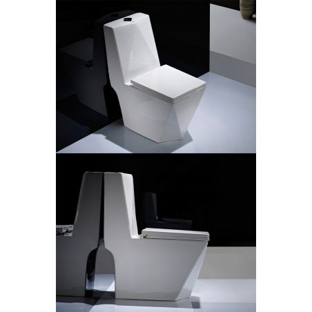 Vas WC Enrico, Rimless, SifonFlush, Alb, 68x38 cm, Rezervor Inclus, montaj podea, capac cu soft-close inclus