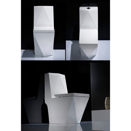 Vas WC Enrico, Rimless, SifonFlush, Alb, 68x38 cm, Rezervor Inclus, montaj podea, capac cu soft-close inclus