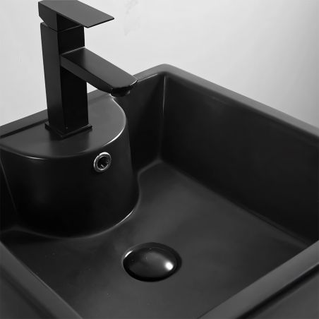 Lavoar stativ Enrico, Negru Mat, Power Colour, cu gaura de baterie, 47x47x83 cm, montaj pe podea, ceramica sanitara