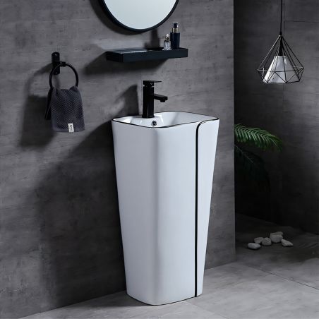 Lavoar stativ Lazio, 43x36x86 cm, montaj pe podea, cu gaura de baterie, ceramica sanitara, Royalty Line by Ego