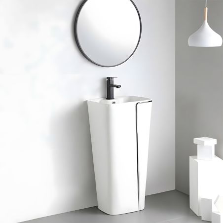 Lavoar stativ Lazio, 43x36x86 cm, montaj pe podea, cu gaura de baterie, ceramica sanitara, Royalty Line by Ego
