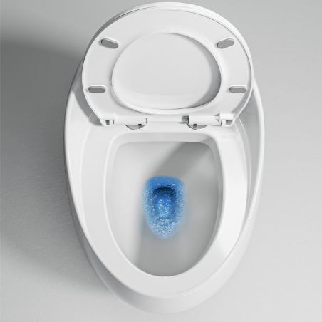 Vas WC  New Santa Rimless, 65x47 cm, Rezervor Incorporat, Alb, montaj podea, capac cu soft-close inclus