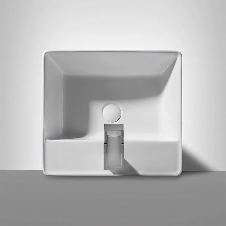 Lavoar stativ, freestanding, Alb Lucios, ceramica sanitara, 46.5 x 42.5 x 84 cm , gaura baterie, Roma