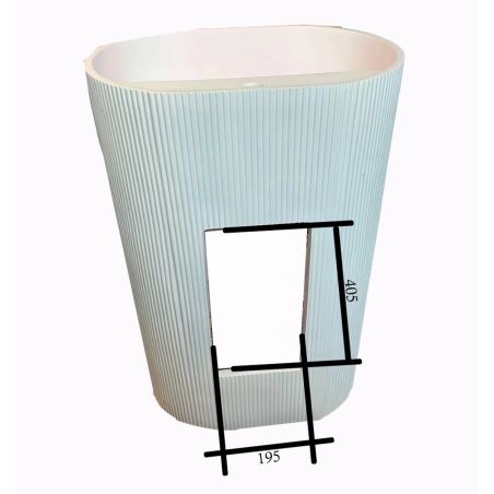 Lavoar stativ Vizini din compozit mineral, 2 spatii de depozitare Gri concrete, 57x40x86 cm, cu gaura de baterie