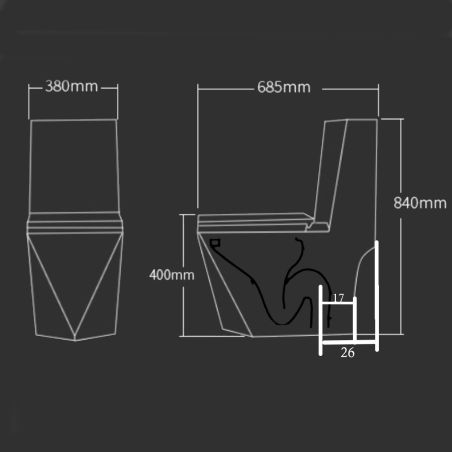 Vas WC Enrico, Rimless, SifonFlush, Alb, 68x38 cm, Rezervor Inclus, montaj podea, capac cu soft-close inclus