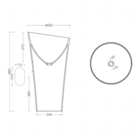 Lavoar stativ EGO 33, Alb, lucios, 50.5x50.5x88 cm, montaj podea, compozit marmura