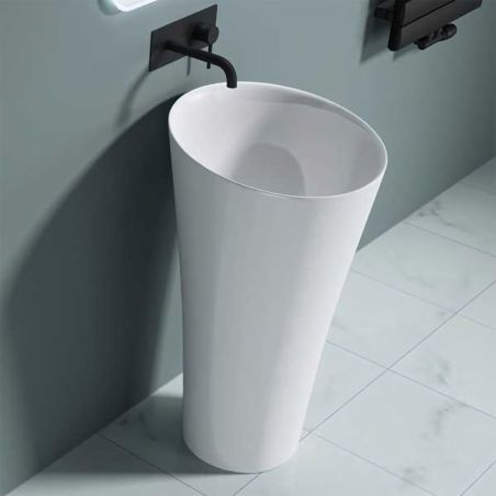Lavoar stativ EGO 33, Alb, lucios, 50.5x50.5x88 cm, montaj podea, compozit marmura