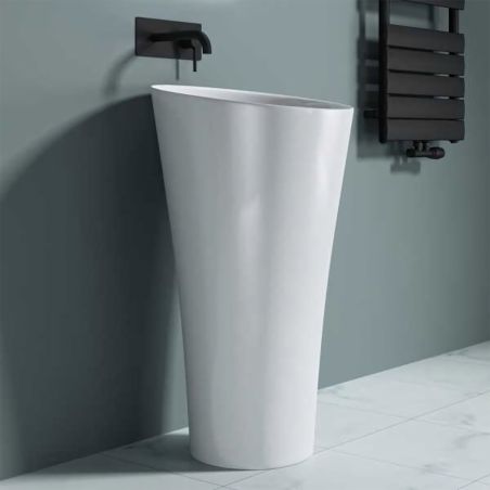 Lavoar stativ EGO 33, Alb, lucios, 50.5x50.5x88 cm, montaj podea, compozit marmura
