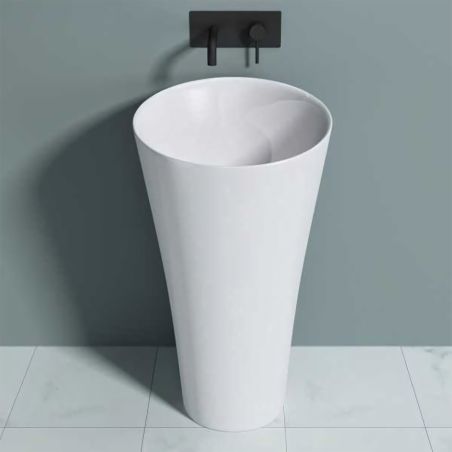Lavoar stativ EGO 33, Alb, lucios, 50.5x50.5x88 cm, montaj podea, compozit marmura