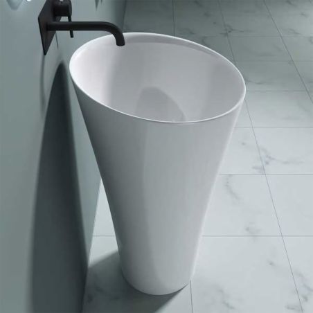 Lavoar stativ EGO 33, Alb, lucios, 42x42x85 cm, montaj podea, compozit marmura
