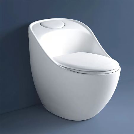 Vas WC Santa Rimless, 69x46 cm, rezervor incorporat, Alb, montaj podea, capac cu soft-close inclus, Royalty Line by Ego