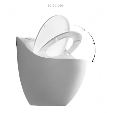 Vas WC Santa Rimless, 69x46 cm, rezervor incorporat, Alb, montaj podea, capac cu soft-close inclus, Royalty Line by Ego