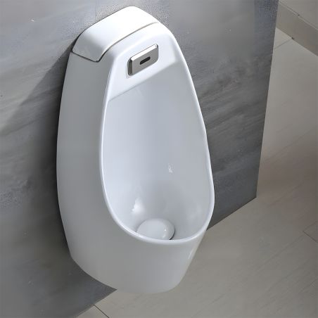 Urinal cu senzor integrat, scurgere in perete sau in podea, 34x29x68 cm, Alb Lucios,Lucente