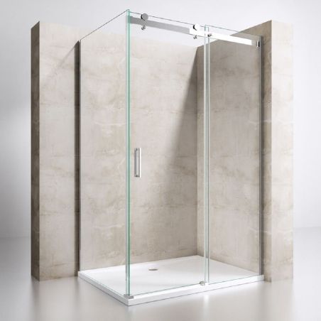 Cabina de dus, reversibila, perete fix si usa glisanta, sticla securizata 8 mm, dimensiuni 75x100-150, EGO-171