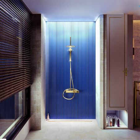 Rigola Dus, faiantabila, sifon Viega, Slim Auriu Mat, dimensiuni intre 60-90 cm, otel inoxidabil