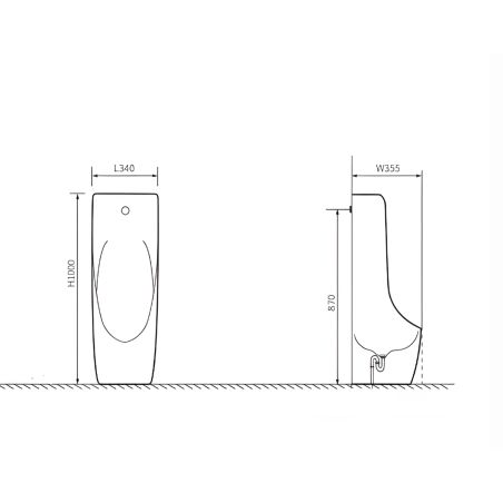 Urinal de podea cu senzor integrat, 34x35.5x100, Alb Lucios, Silento