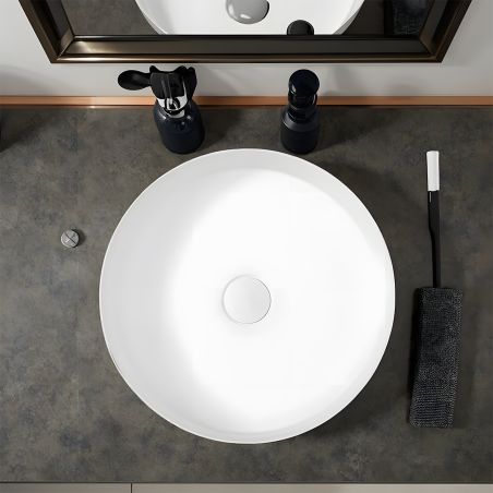 Lavoar, Alb Mat, ceramica sanitara, montaj pe blat, diametru 42 cm, Linea