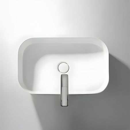 Lavoar Alb Lucios, ceramica sanitara, montaj pe blat, 58x41 cm, Puro