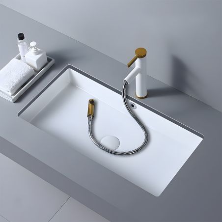 Lavoar, Alb Lucios, montaj incastrat sub blat, fara gaura de baterie, 70-80x42 cm, ceramica sanitara, Livia