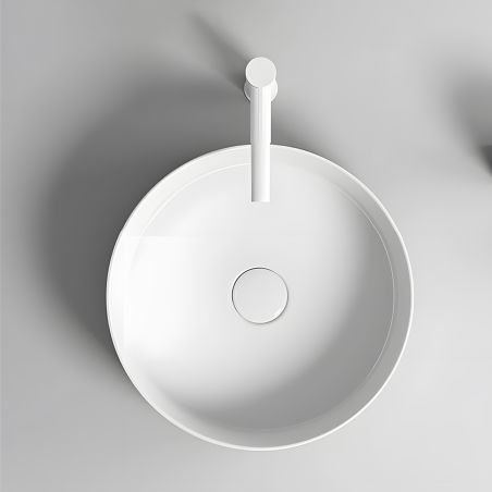 Lavoar, Alb Mat, ceramica sanitara, montaj pe blat, diametru 42 cm, Linea
